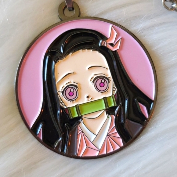 Hot Topic Demon Slayer: Kimetsu No Yaiba Nezuko Circular Enamel Pendant Necklace - Picture 1 of 10